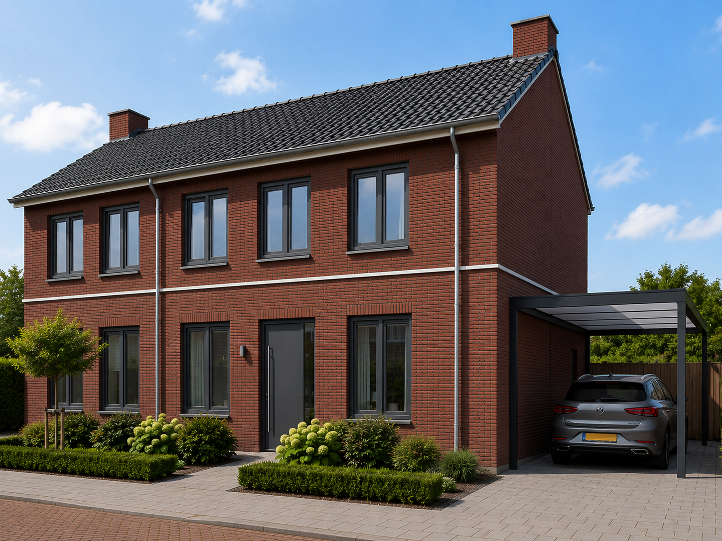 Illustratie van een antraciet carport