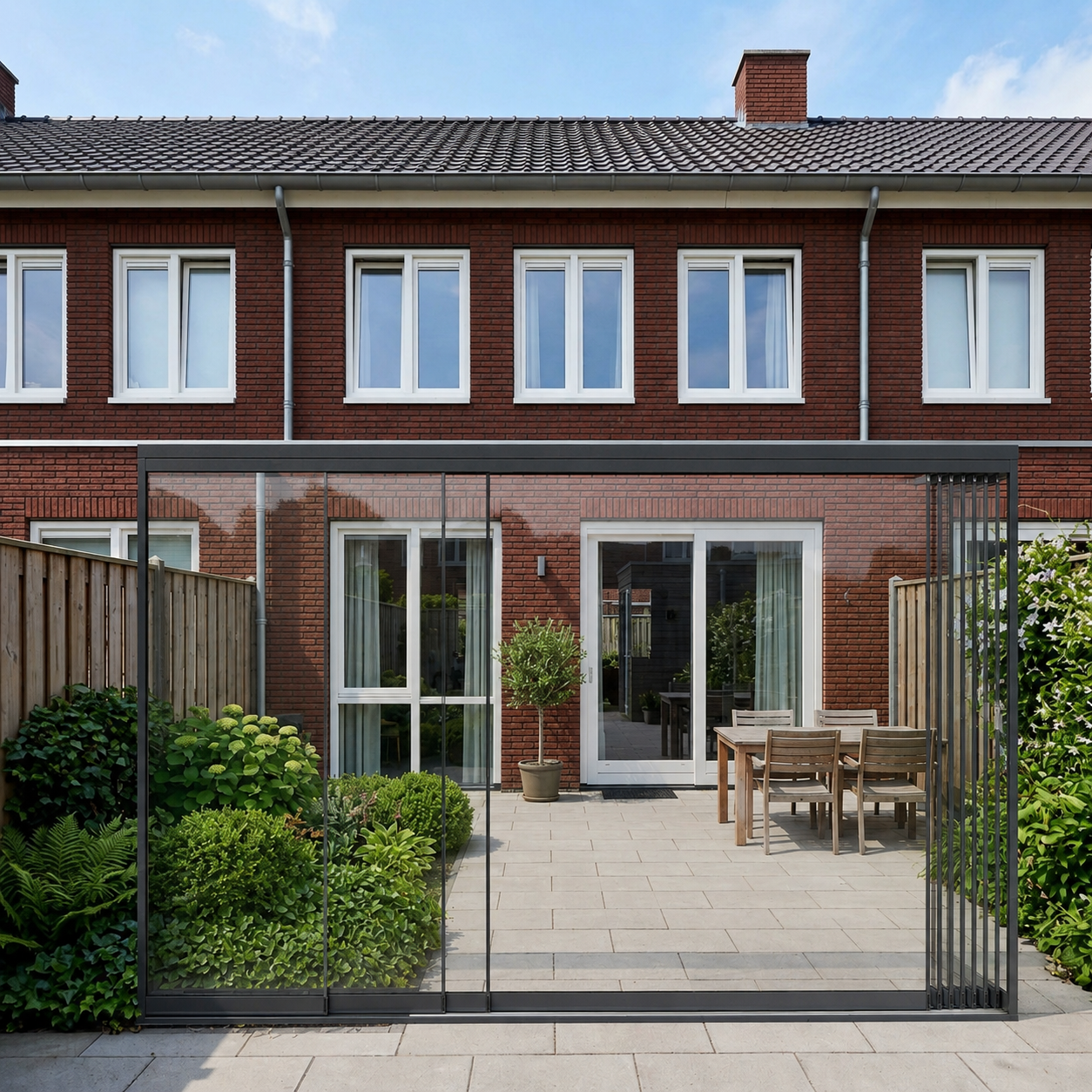 Illustratie van glazen schuifwanden met helder glas